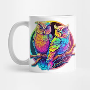 16 bit Neon etrowave Owls on Branch Mug